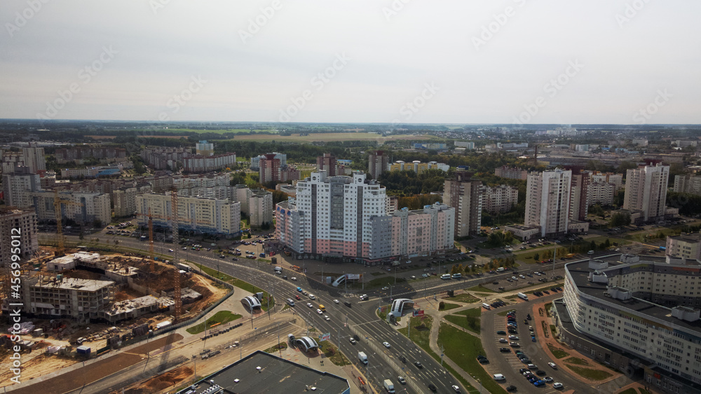 Fototapeta premium City block. Modern multi-storey buildings. Aerial photography.
