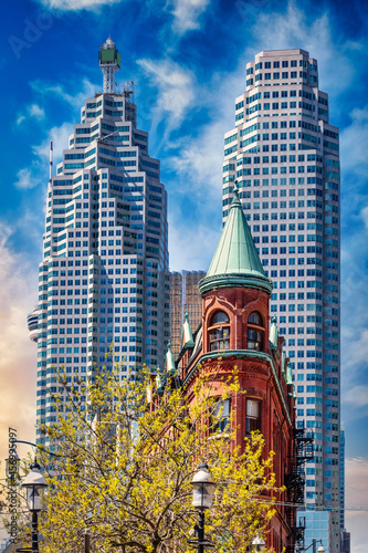 Photography Architecture contrast of the Gooderham building with the downtown district in To