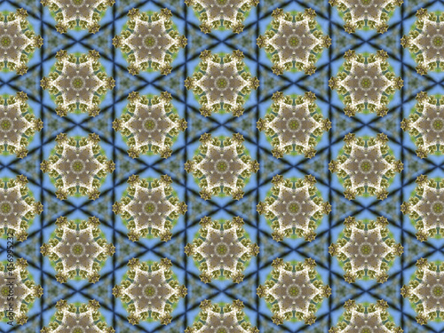 Blue White and Green Abstract Geometric Floral Wallpaper Background