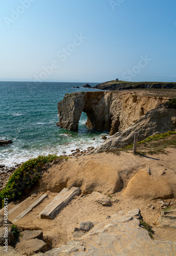 Arch of Port Blanc on the Wild Coast of Quiberon in Morbihan, Brittany, France