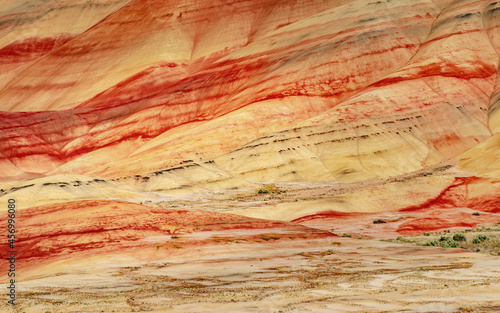 Bright red and yellow sandstone layers
