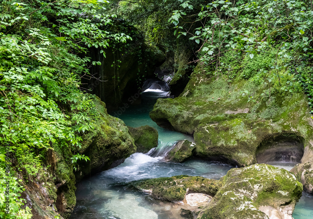 The Malaya Machara River in Chernihiv, the Republic of Abkhazia. Cloudy day on May 21, 2021 The Malaya Machara River in Chernihiv, the Republic of Abkhazia. Cloudy day on May 21, 2021