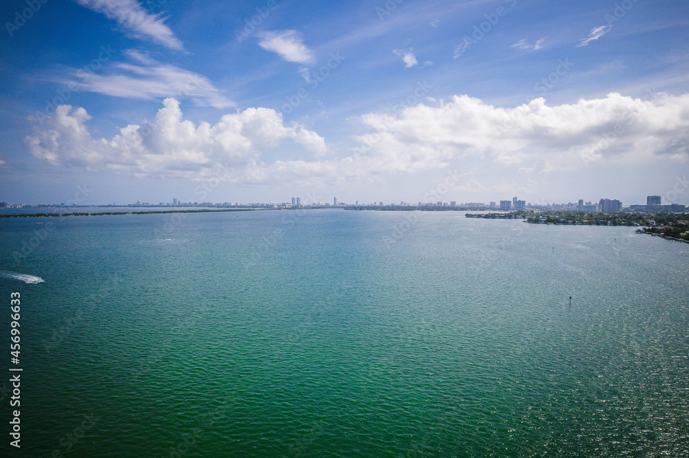 Obraz premium Aerial Drone of Biscayne Bay Miami Florida 