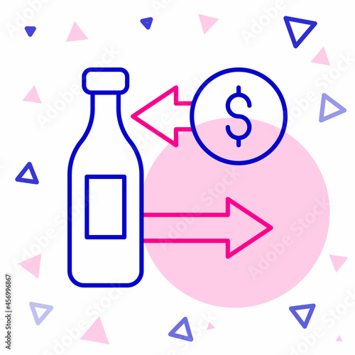 Line Reception and sale of glass bottles icon isolated on white background. Colorful outline concept. Vector
