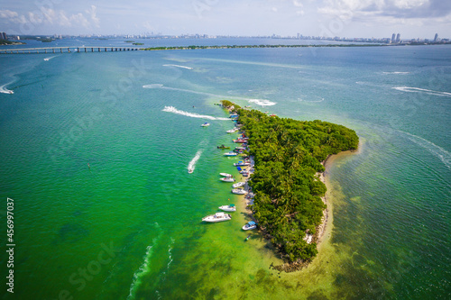 Aerial Drone of Biscayne Bay Miami Florida 