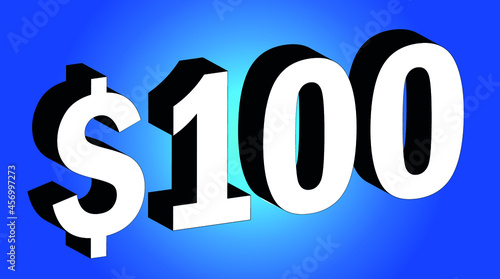 100 Dollar - $100 3D Blue Price Symbol Offer - Save