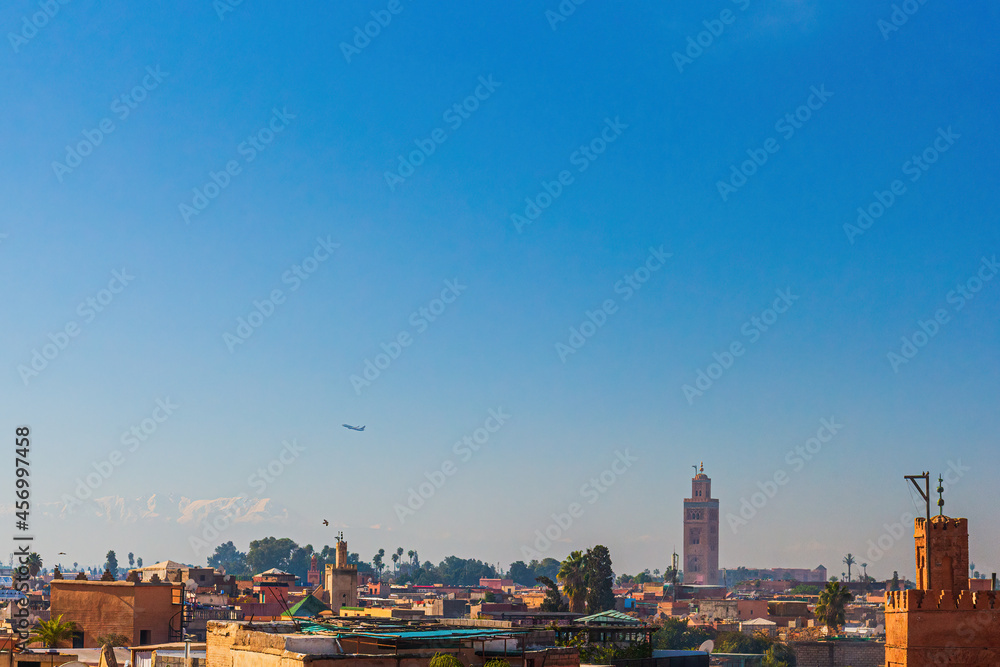 Naklejka premium Panoramical view on the old Medina of Marrakech, Morokko