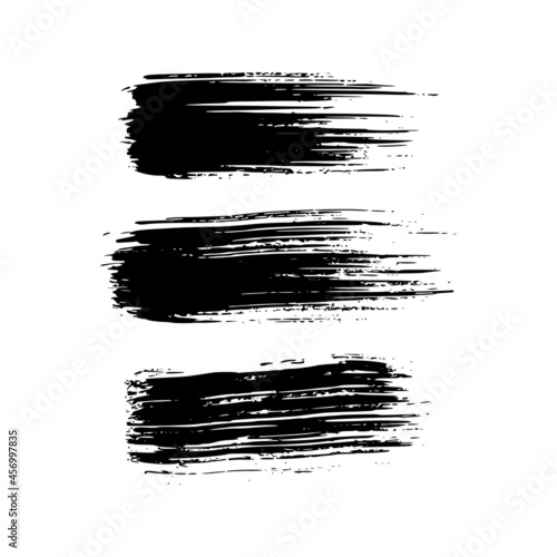 Set of black hand drawn brush strokes