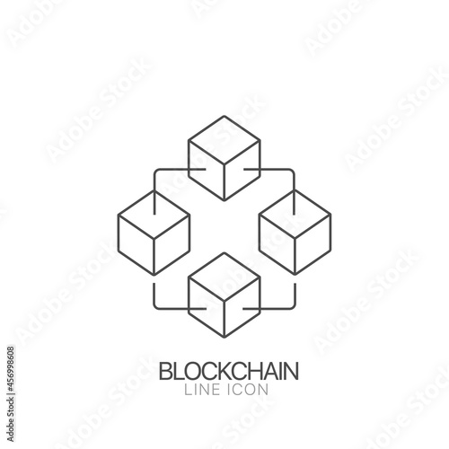Blockchain vector line icon. Cryptocurrency blocks vector