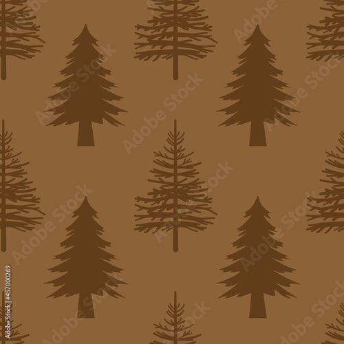 Spruce conifer seamless pattern  khaki brown color  natural floral background theme