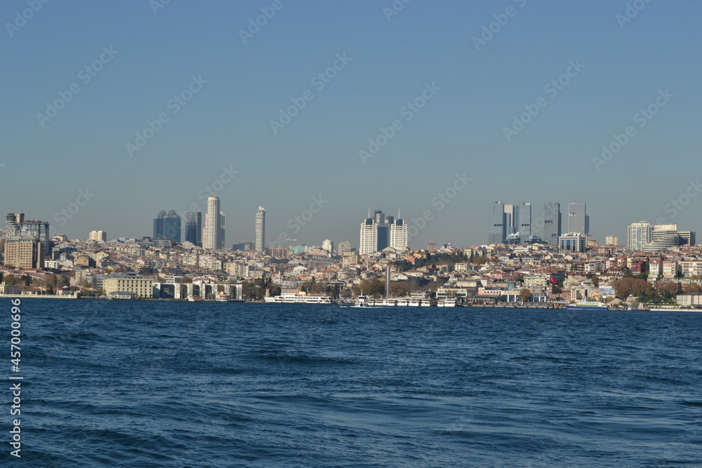 famous galata bridge between occidental and oriental quarters of istanbul