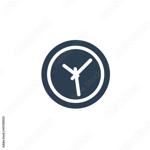 clock, time, watch solid flat icon. vector illustration