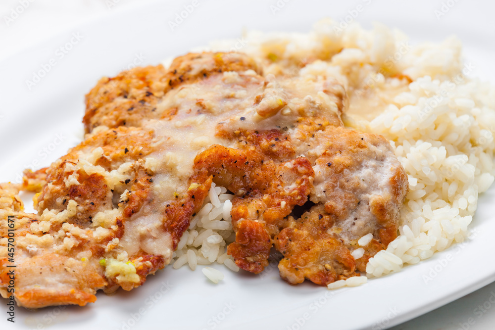 pork meat on pepper with rice pork meat on pepper with rice