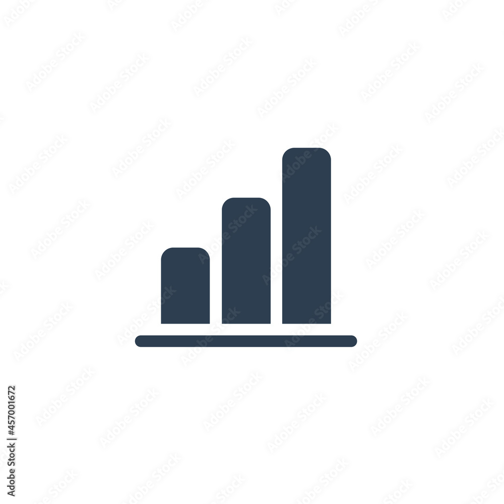 growth graph chart, market success, stock bar up solid flat icon. vector illustration