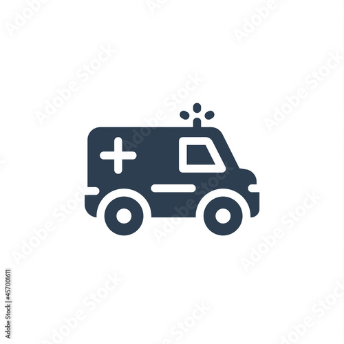 ambulance, medical car solid flat icon. vector illustration