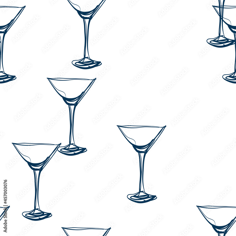cocktail vector seamless pattern outline decorative