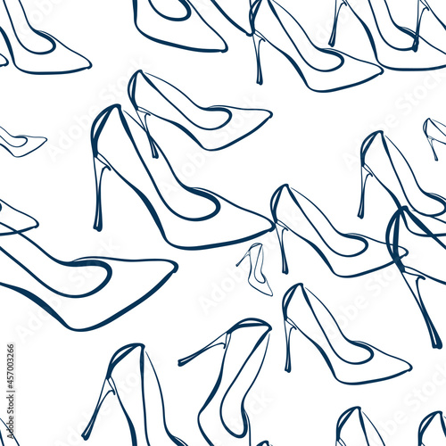 heels shoes vector seamless pattern outline decorative