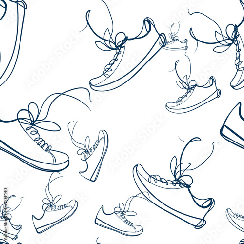 sneakers shoes vector seamless pattern outline decorative