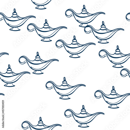 aladdin lamp vector seamless pattern outline decorative