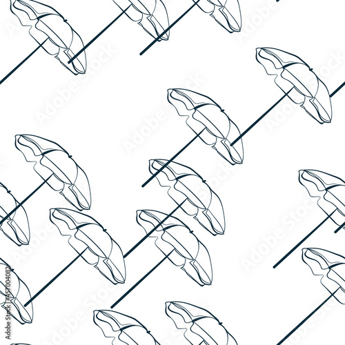 sun umbrella traveling vector seamless pattern outline decorative
