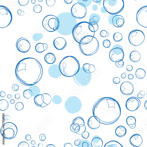 bubble soap foam cosmetics care vector seamless pattern outline decorative