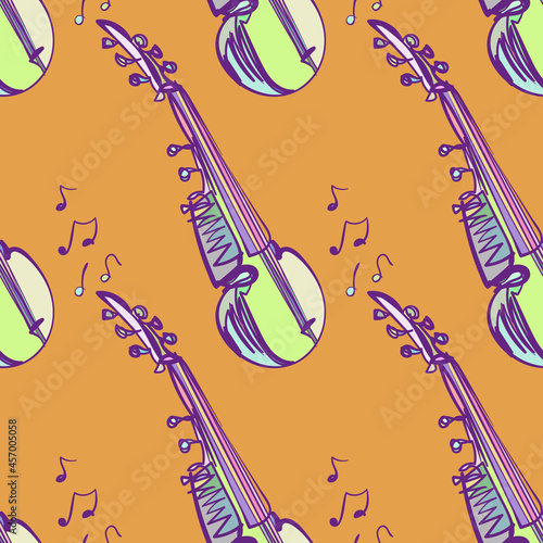 sitar veena sketch vector illustration isolated design element isolated