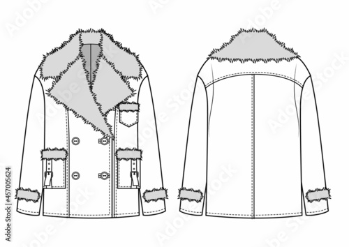 Womens Aviator and Fur Jacket CAD Drawing