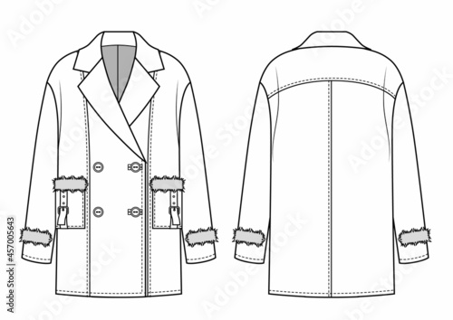 Womens Aviator Jacket Coat with fur pockets