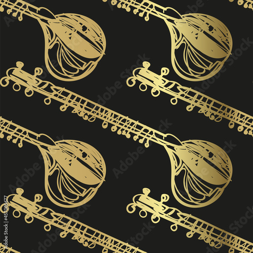 sitar veena sketch vector illustration isolated design element isolated
