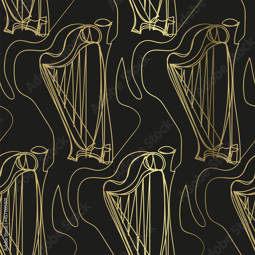 harp sketch vector illustration isolated design element isolated