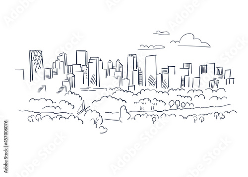 Calgary Alberta Canada vector sketch city illustration line art