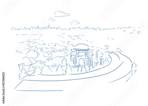 Palace of Fine Arts San Francisco usa vector sketch city illustration line art