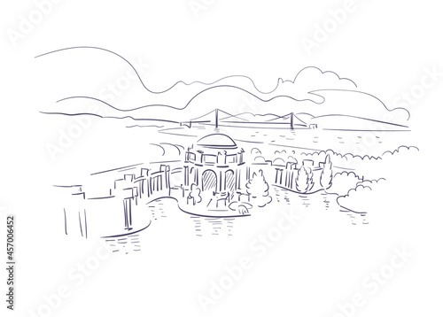 Palace of Fine Arts San Francisco usa vector sketch city illustration line art