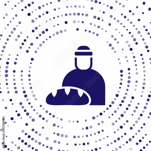 Blue Feeding the homeless icon isolated on white background. Help and support. Giving food to the hungry concept. Abstract circle random dots. Vector