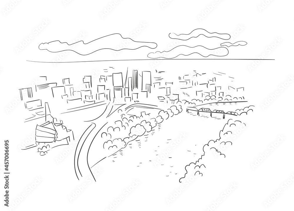 Winnipeg Manitoba Canada vector sketch city illustration line art