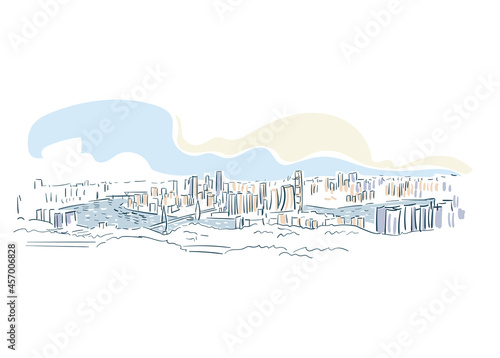 Chongqing CQ China vector sketch city illustration line art sketch