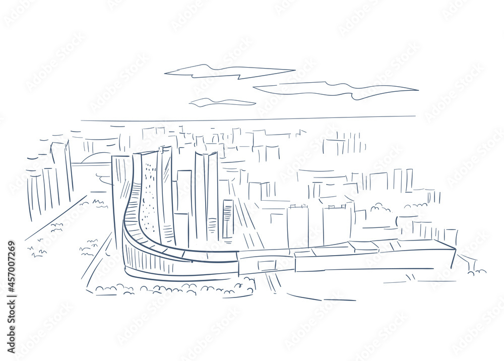 Hefei Anhui Province China vector sketch city illustration line art sketch Hefei Anhui Province China vector sketch city illustration line art sketch