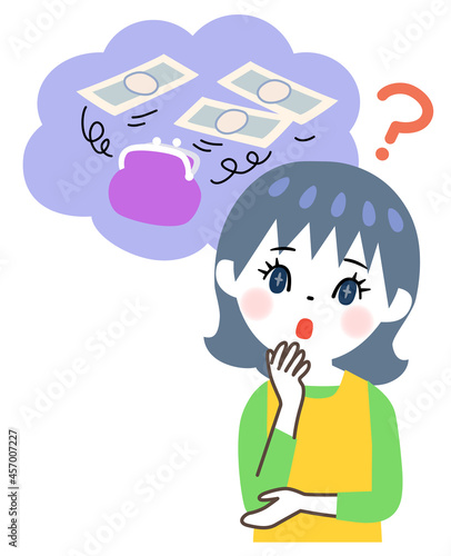お金の心配をする主婦