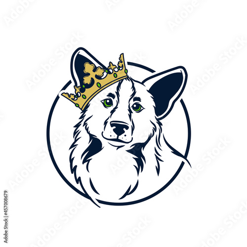 Vector illustration of corgi in crown