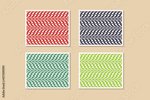 Set of abstract pattern use dot arrow element. Modern background from small different sized circles. Stylish texture with dotted stripes. There are four colors to selected are red, blue, and green.