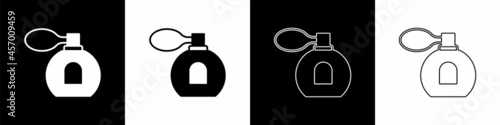 Set Perfume icon isolated on black and white background. Vector