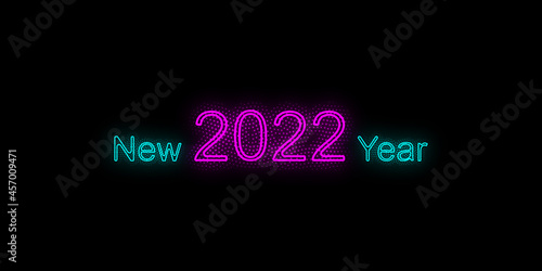 New Year 2022 lighting effects vector design cyan and magenta colors