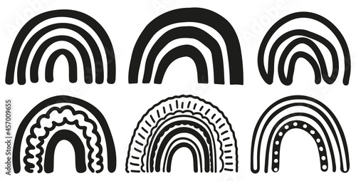 Rainbow doodled silhouettes collection. Bundle of vector illustrations perfect for cutting plotter and more.