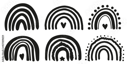 Rainbow doodled silhouettes collection. Bundle of vector illustrations perfect for cutting plotter and more.
