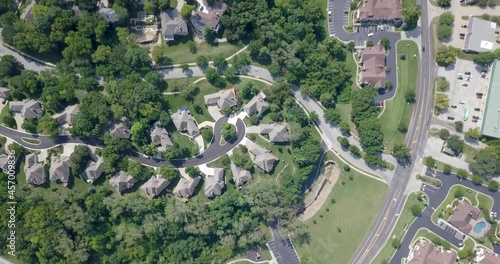 Birds Eye Drone Flight over North Kansas City Houses