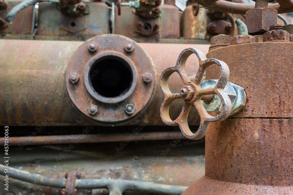 rusty pipes on a historic diesel engine rusty pipes on a historic diesel engine