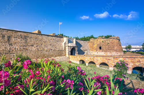 Walls of the old fortress in Chios town, Greece. photo