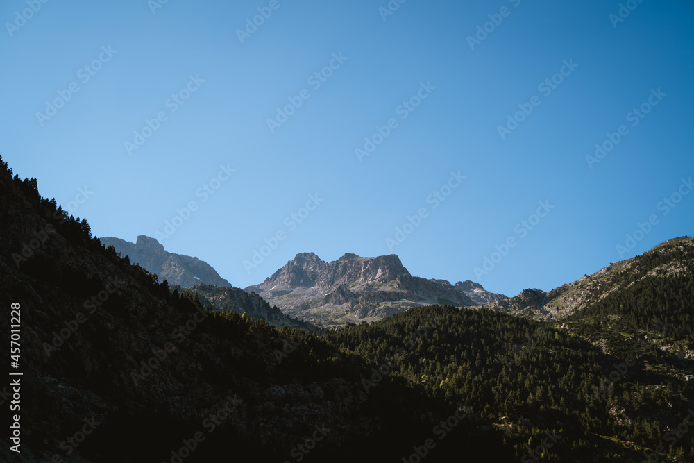 Alpine mountains behind the hills of Panticosa