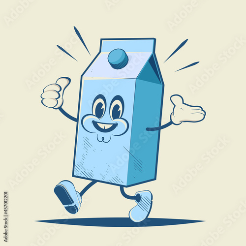 retro cartoon illustration of a milk box