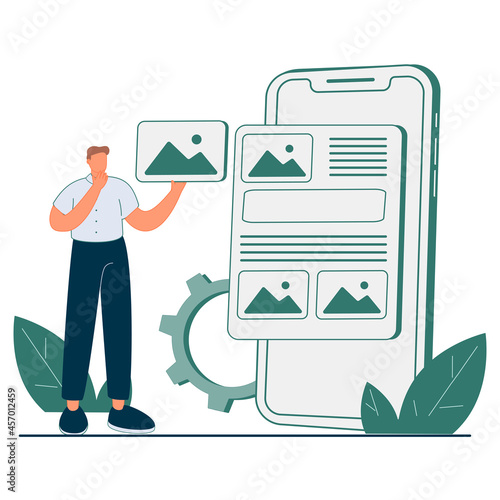UI design abstract concept vector illustration. Interface design, typography and layout, visual element, website and application, responsive webpage, usability test, browser abstract metaphor.